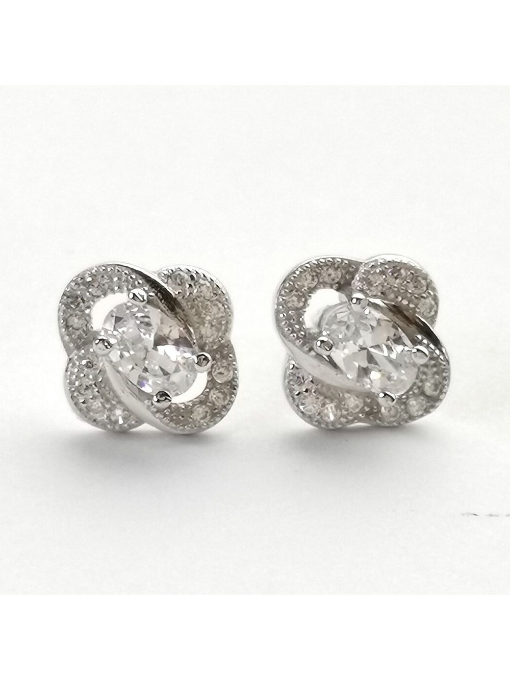 Diamonelle Sterling Silver CZ Love Knot Stud Earrings